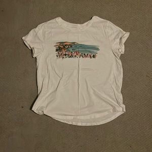 White T-shirt with sea painting on front